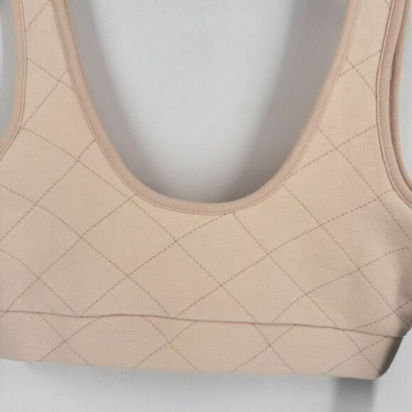 NWT Mono B Quilted Style Cream Cropped Sports Bra Tank Top Medium - Picture 5 of 10